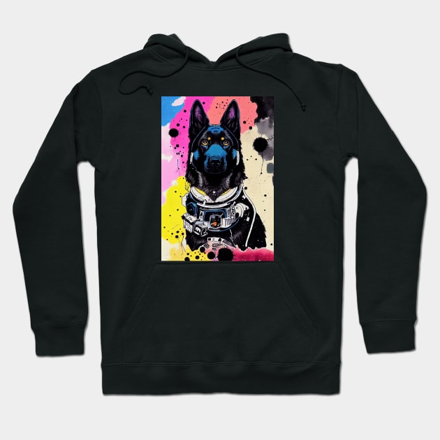 Astronaut black german shepherd Hoodie by etherElric